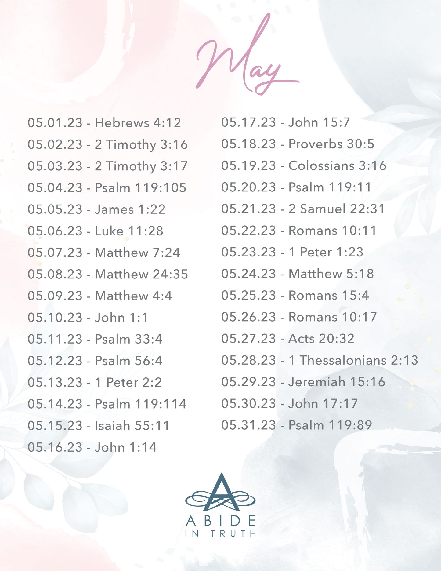May 2023 - Scripture Writing Printable Journal