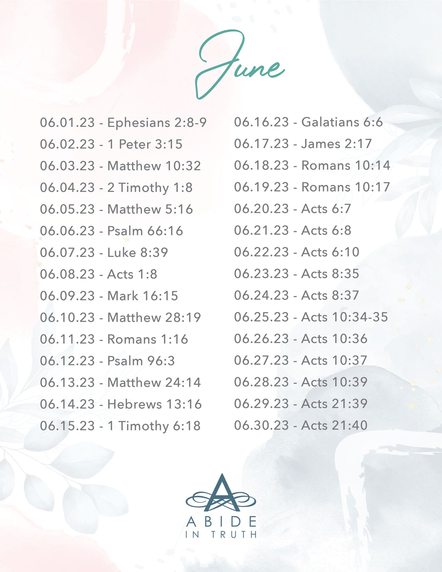 June 2023 - Scripture Writing Printable Journal
