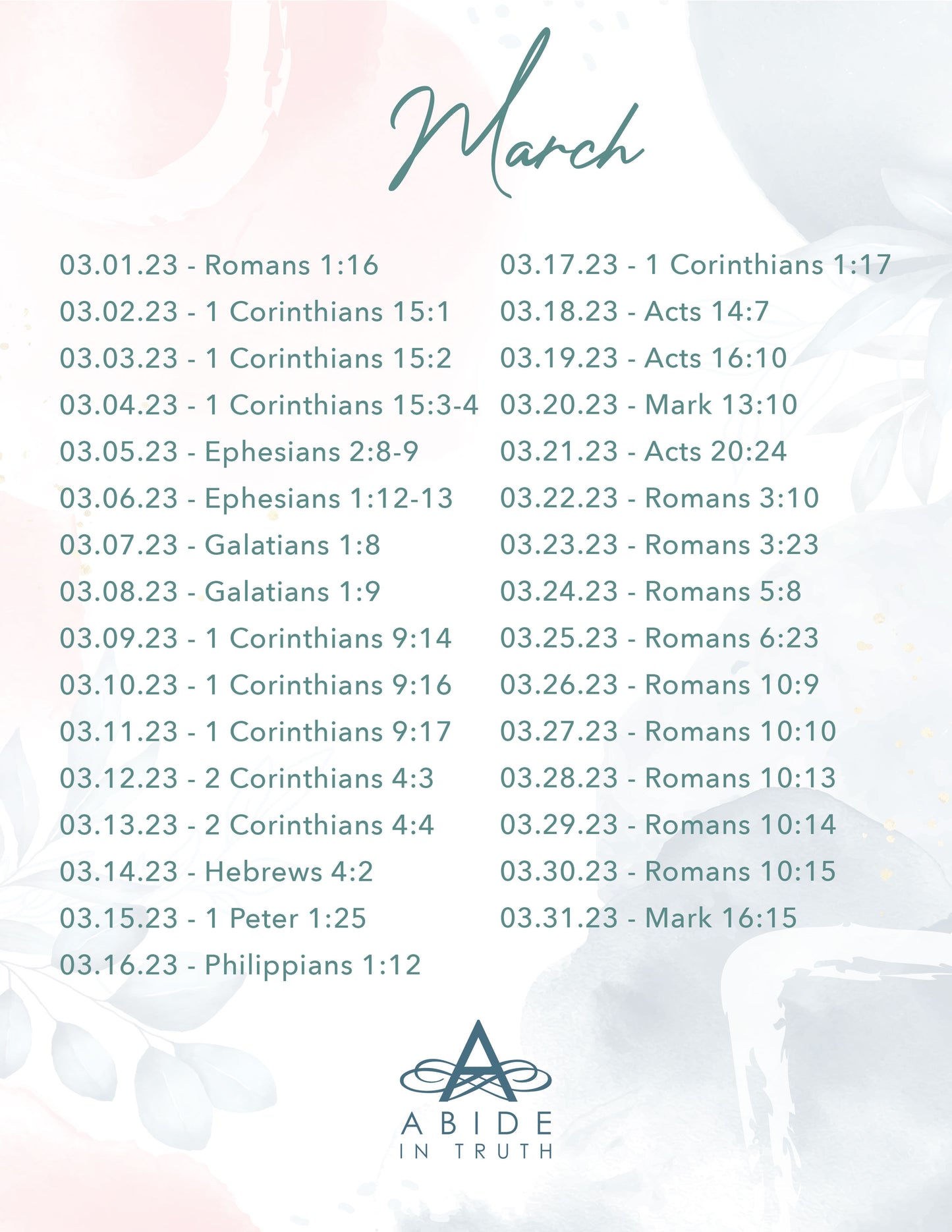 March 2023 - Scripture Writing Printable Journal