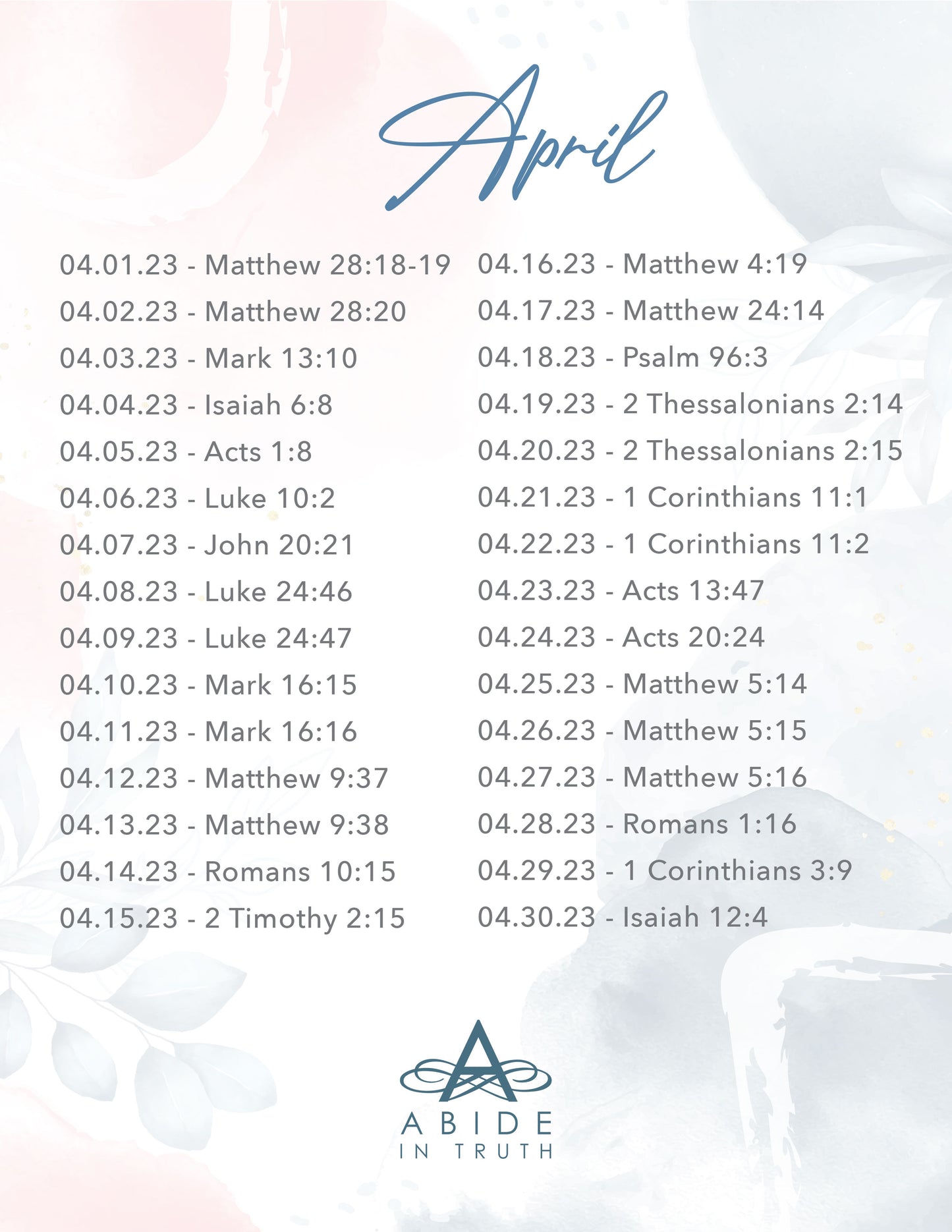 April 2023 - Scripture Writing Printable Journal
