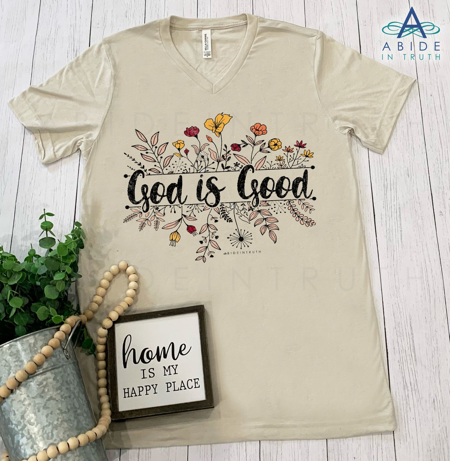 God Is Good - Fall Flowers - V-Neck